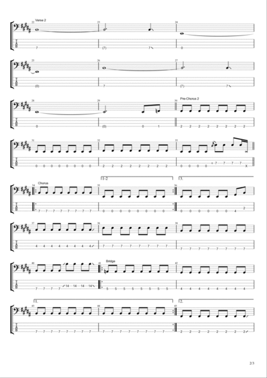 Come Undone Bass Guitar scores gallery preview page 2