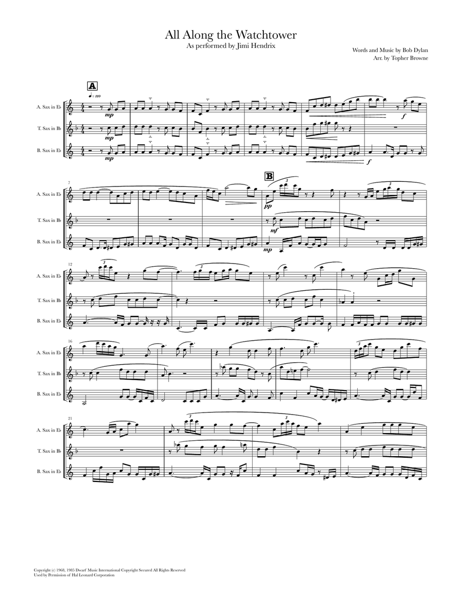 All Along The Watchtower All Along The Watchtower Woodwind Trio scores gallery preview page 2