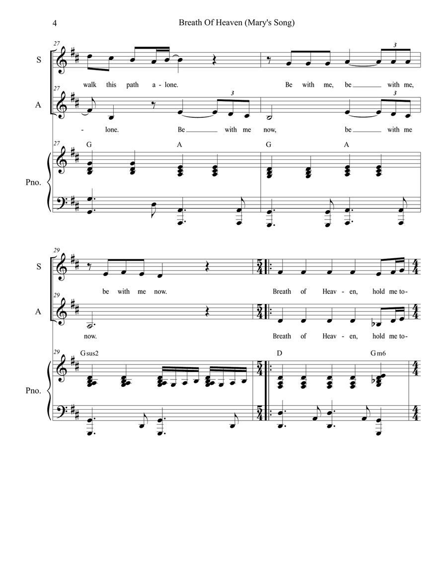 Breath Of Heaven (Mary's Song) Alto Voice scores gallery preview page 4