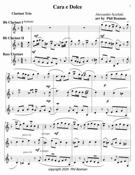 Cara e Dolce-Scarlatti-Clarinet Trio image number null