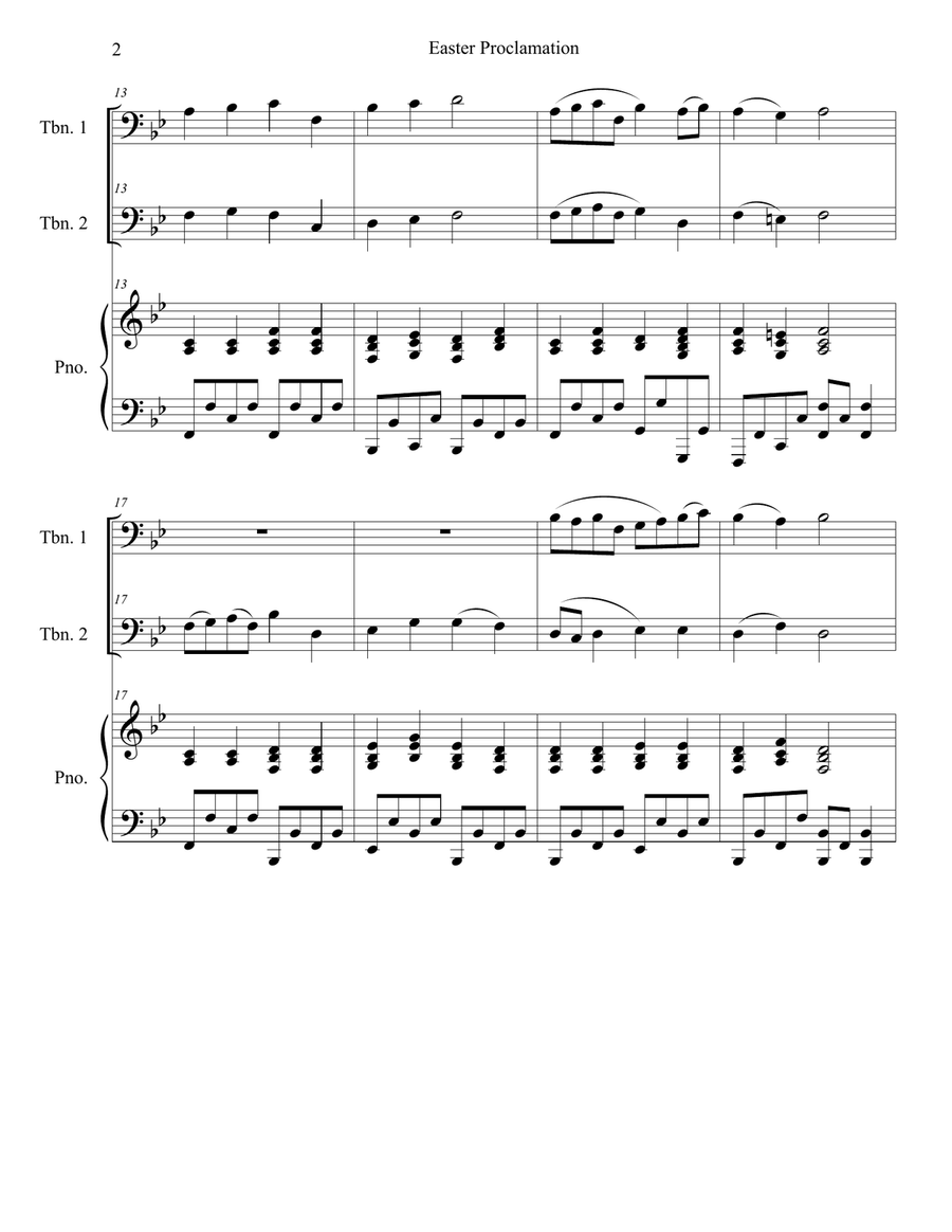 Easter Proclamation (The Risen Christ) (Trombone Duet) Trombone Duet scores gallery preview page 2
