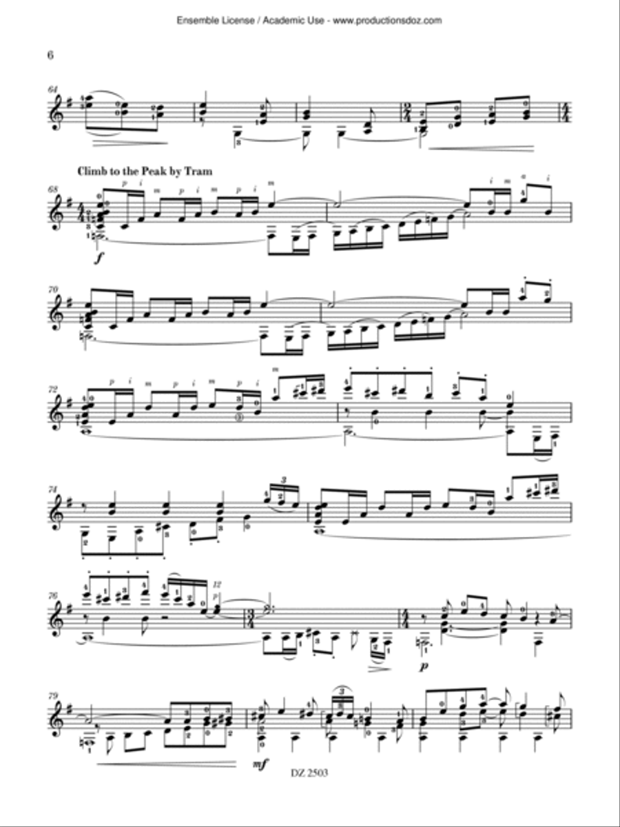 Three Days in Hong Kong Classical Guitar scores gallery preview page 6