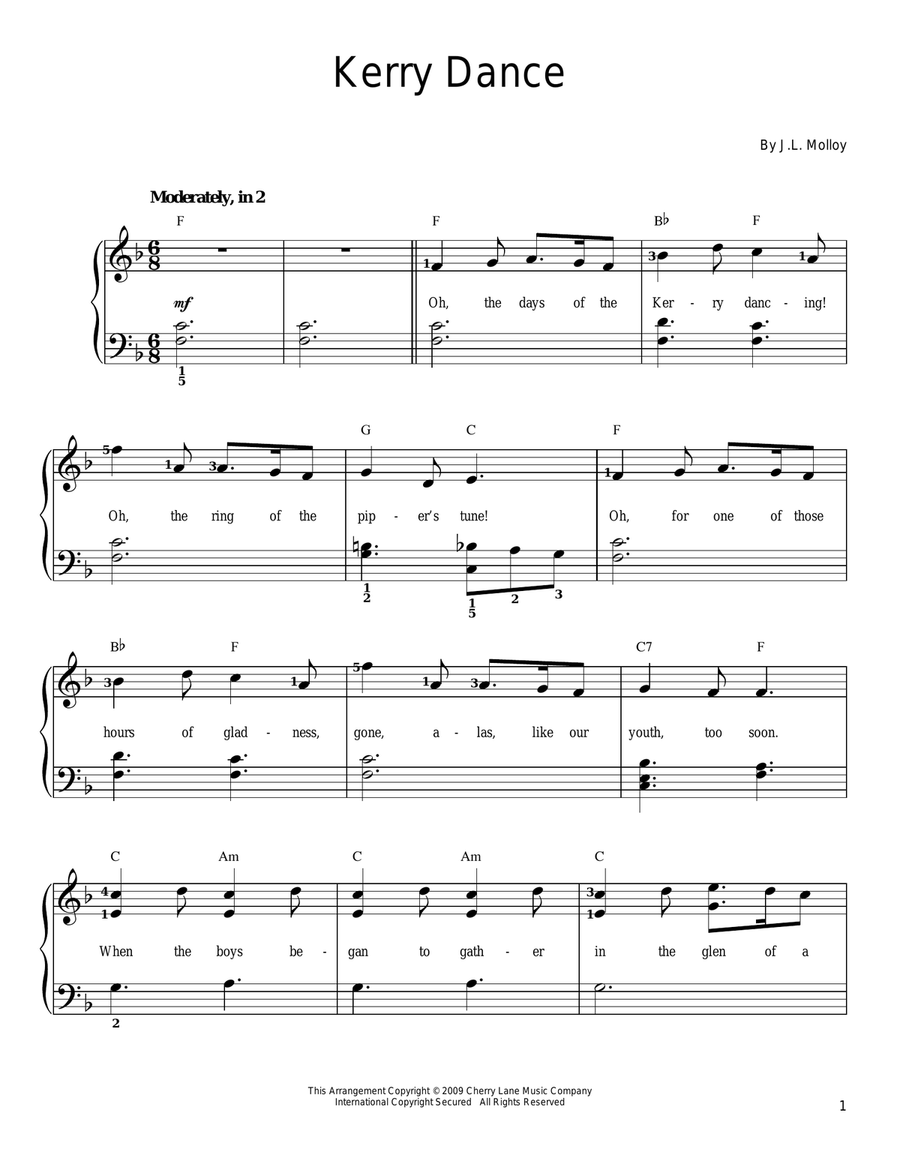 Kerry Dance Easy Piano scores gallery preview page 1