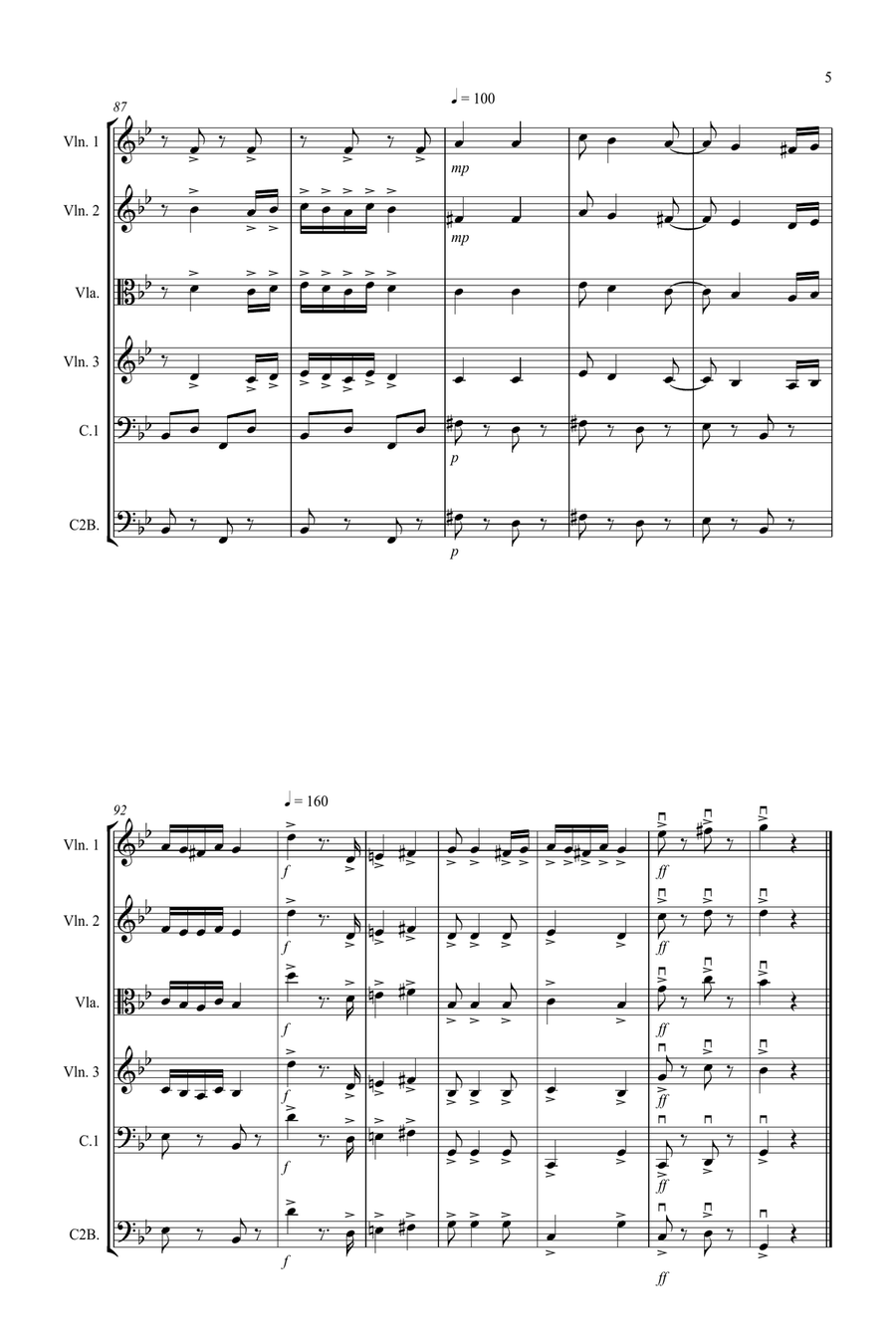 Hungarian Dance No.5 for String Orchestra String Quartet scores gallery preview page 5