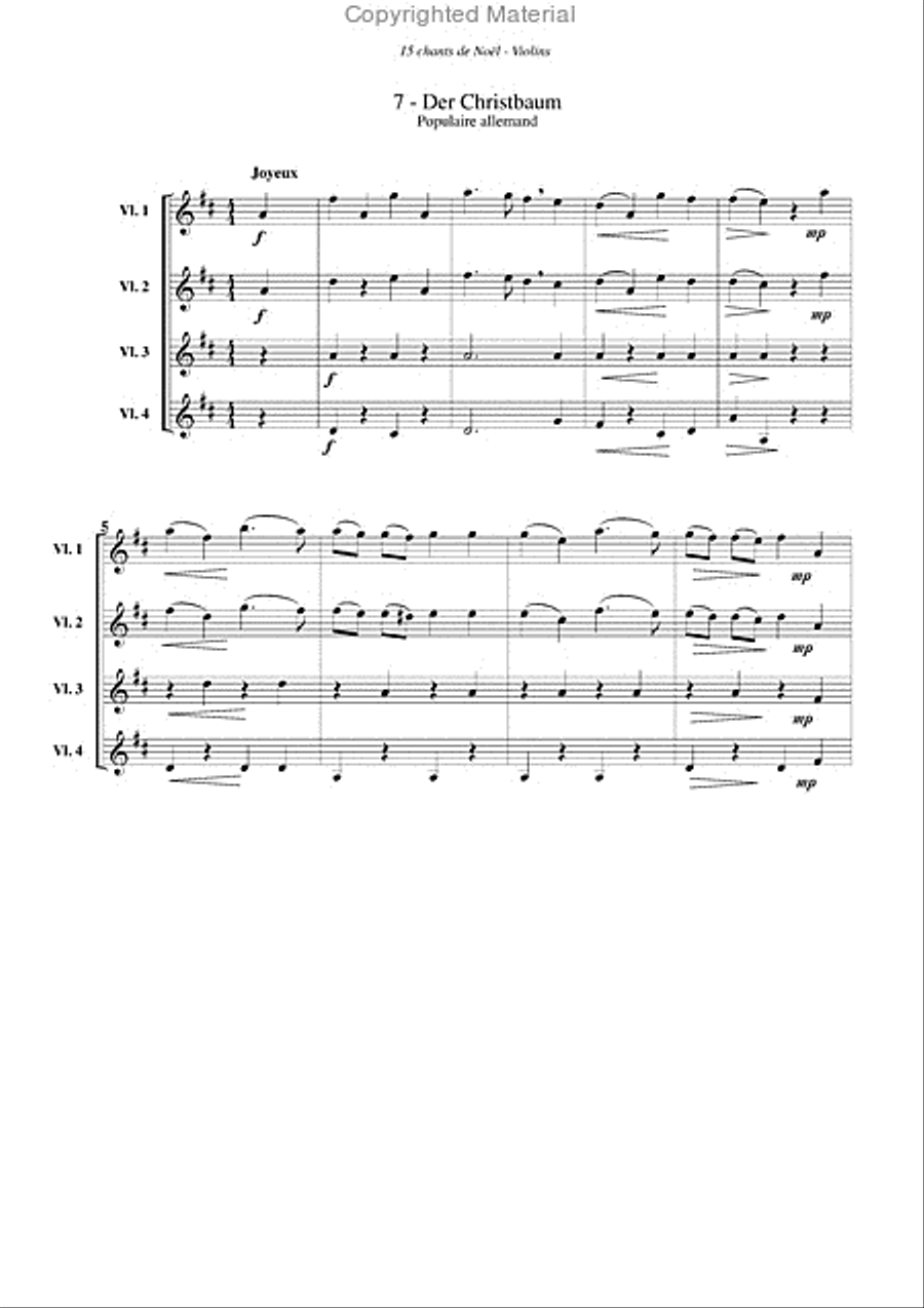Chants de Noël (15), pour violon Violin scores gallery preview page 8