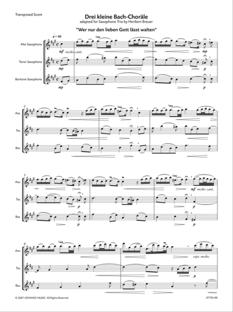 Drei kleine Bach-Choräle Woodwind Trio scores gallery preview page 2