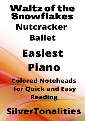 Waltz of the Snowflakes Nutcracker Ballet Easiest Piano Sheet Music with Colored Notation