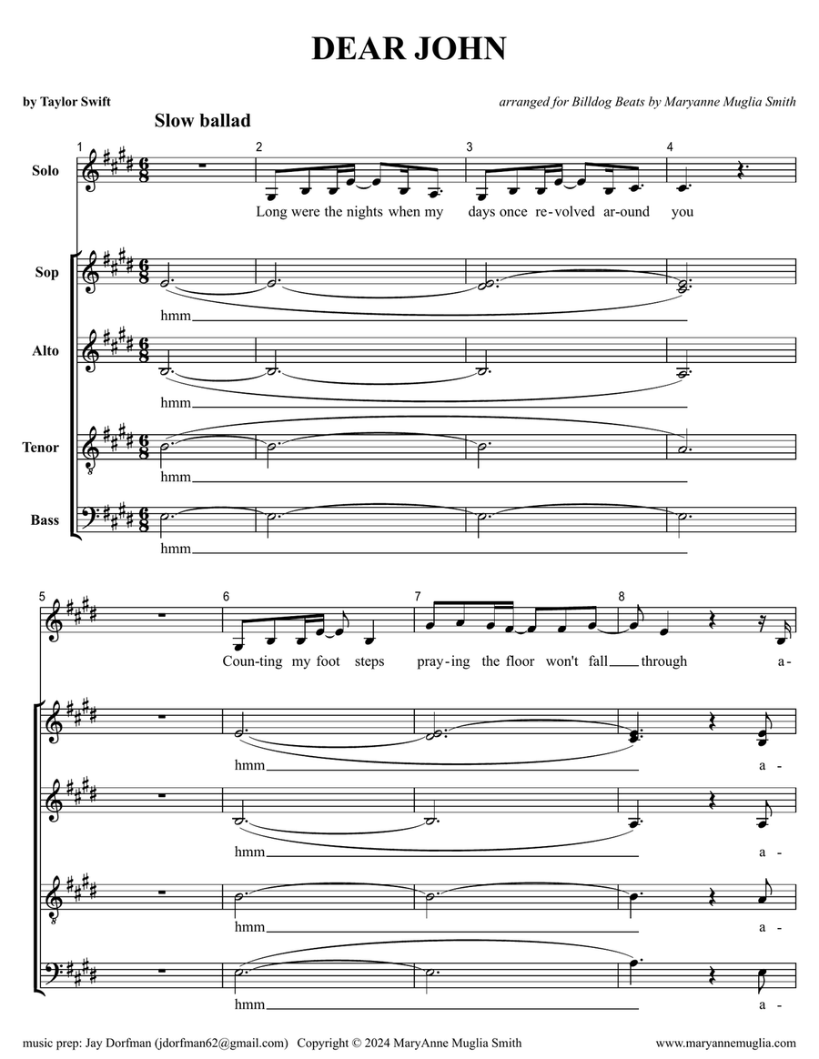 Dear John 4-Part scores gallery preview page 1