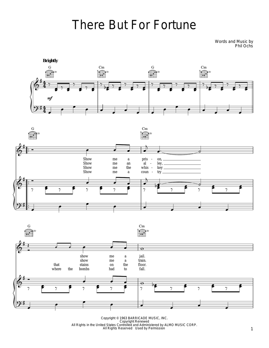 There But For Fortune Piano, Vocal, Guitar scores gallery preview page 1