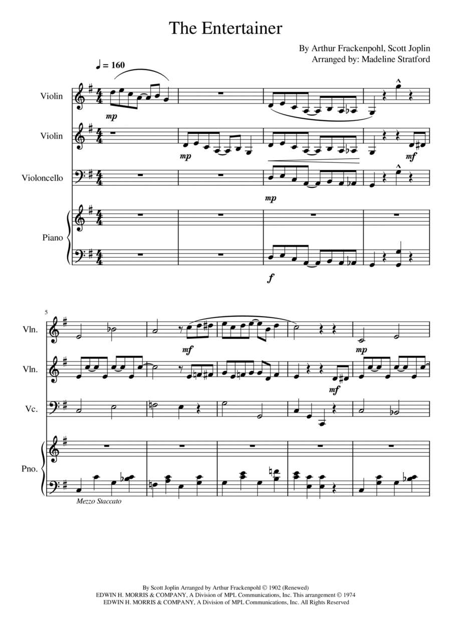 The Entertainer Piano Trio scores gallery preview page 1
