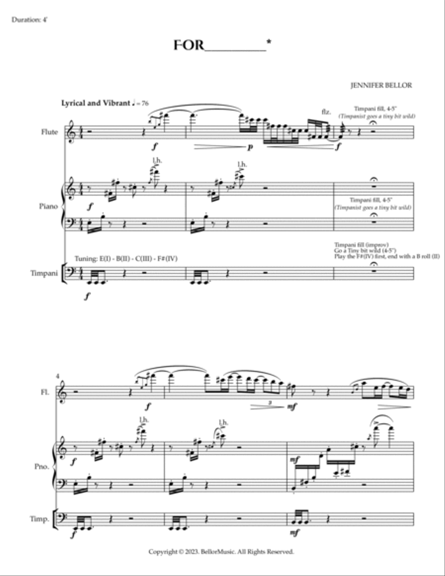 For____* for flute, piano and timpani - dedicated to your timpanist - mixed level Chamber Music scores gallery preview page 2