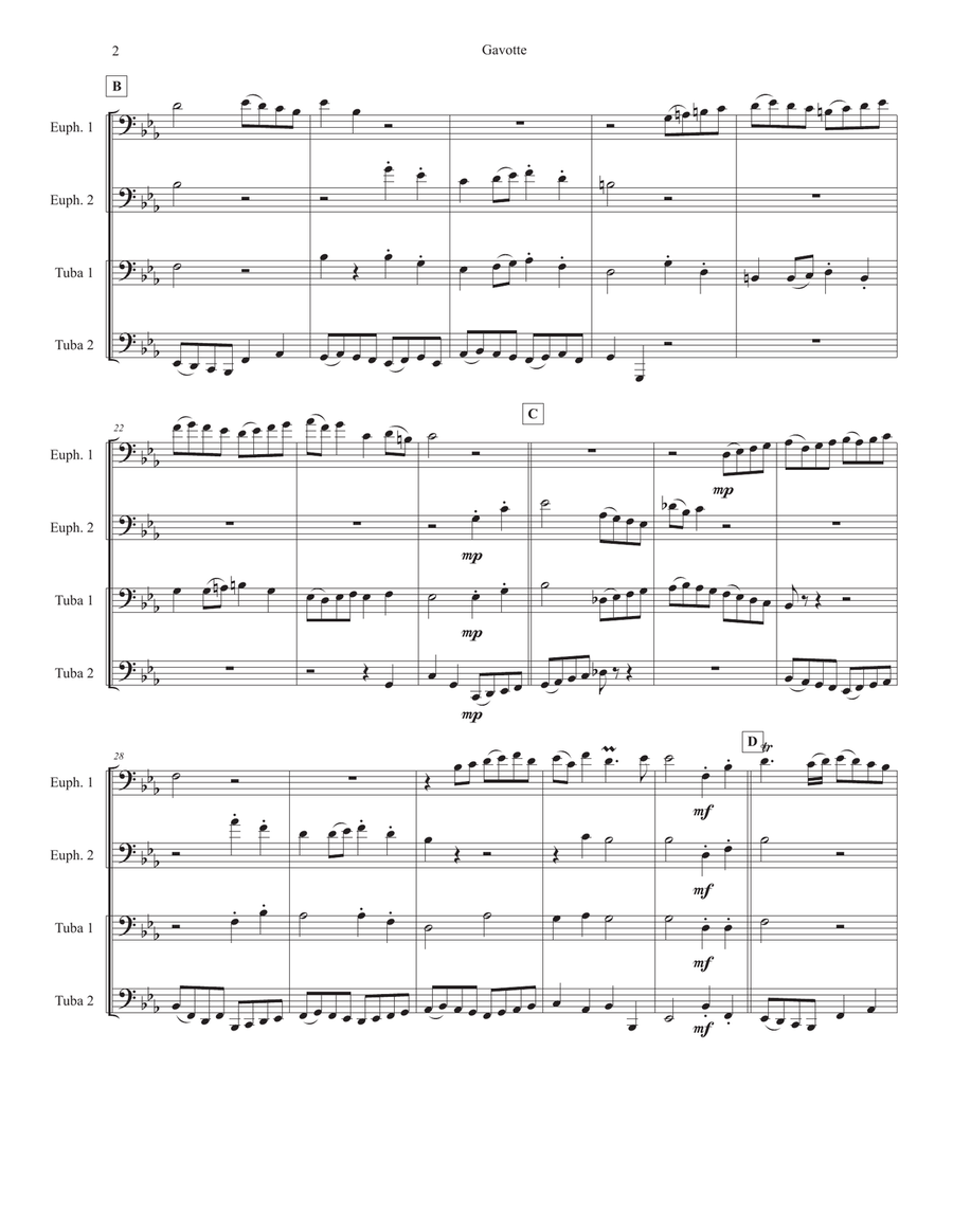 Gavotte from French Suite No. 5 Brass Quartet scores gallery preview page 2
