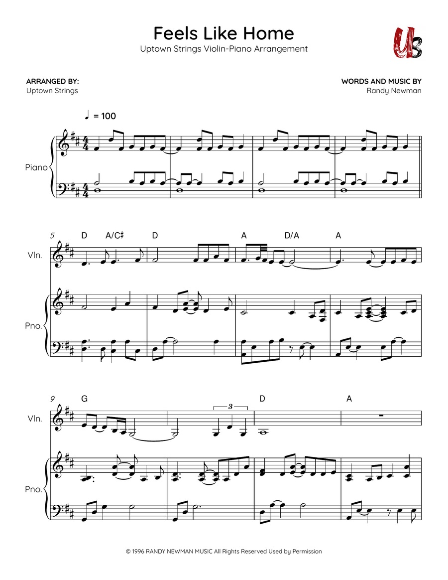 Feels Like Home Violin Solo scores gallery preview page 1