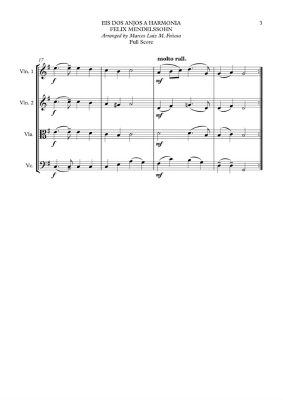 Hark The Herald Angels Sing (Eis dos Anjos a Harmonia) - String Quartet String Quartet scores gallery preview page 5