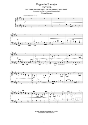 Bach - Fugue in B major BWV 892b - Piano version