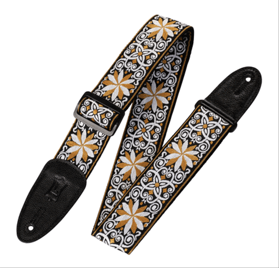 '60s Hootenanny Jacquard Weave Guitar Strap – Floral Yellow Musical Instruments scores gallery preview page 1