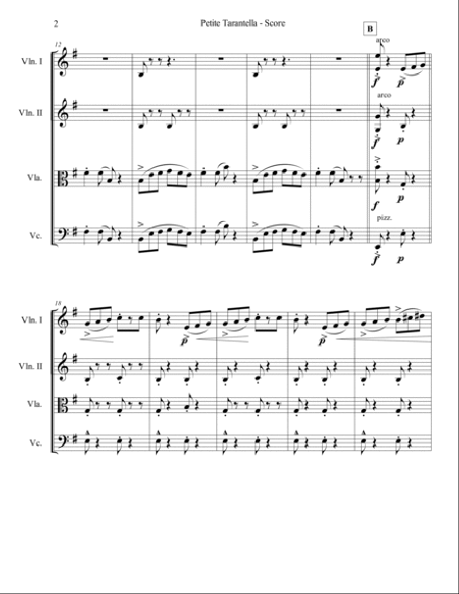 Petite Tarantella Petite Tarantella String Quartet scores gallery preview page 2