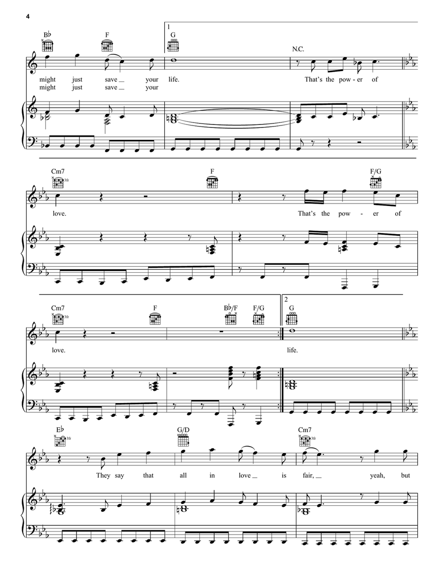 The Power Of Love Piano, Vocal, Guitar scores gallery preview page 4
