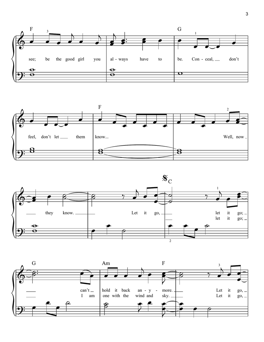 Let It Go (from Frozen) Easy Piano scores gallery preview page 3
