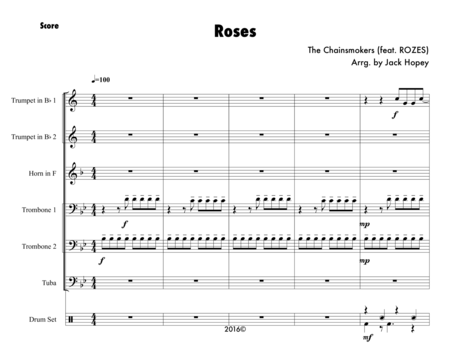 Roses - by The Chainsmokers | for Brass Quintet image number null