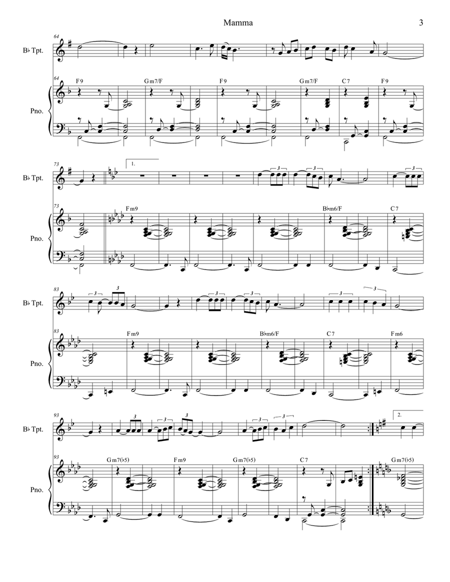 Mama (mamma) Trumpet Solo scores gallery preview page 3