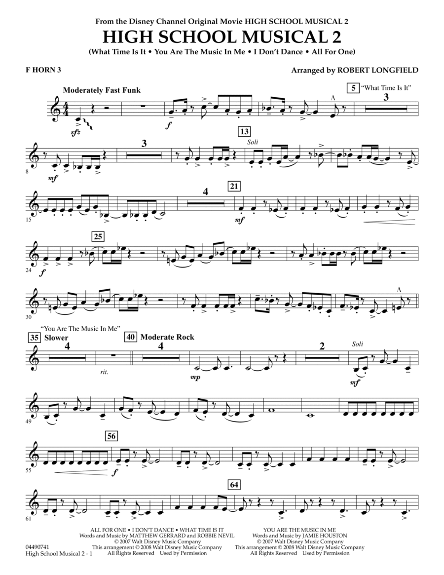 High School Musical 2 - F Horn 3 Full Orchestra scores gallery preview page 1