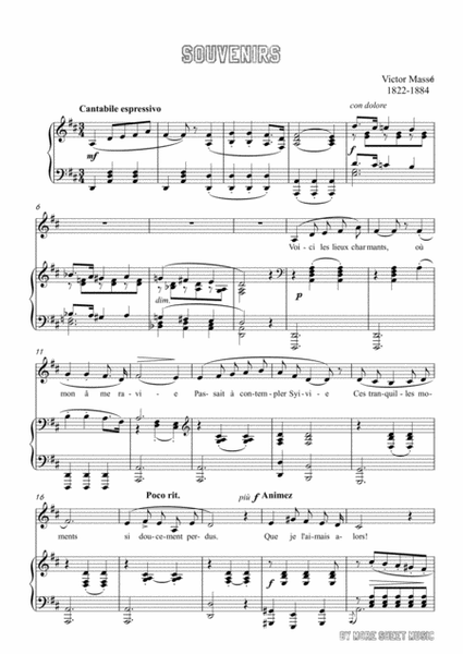 Masse-Souvenirs in D Major,for Voice and Piano image number null