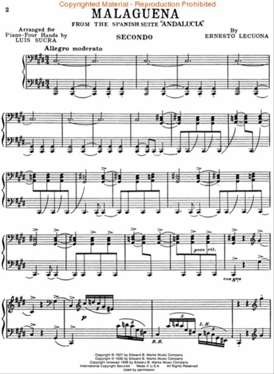 Malagueña 1 Piano, 4-Hands scores gallery preview page 2