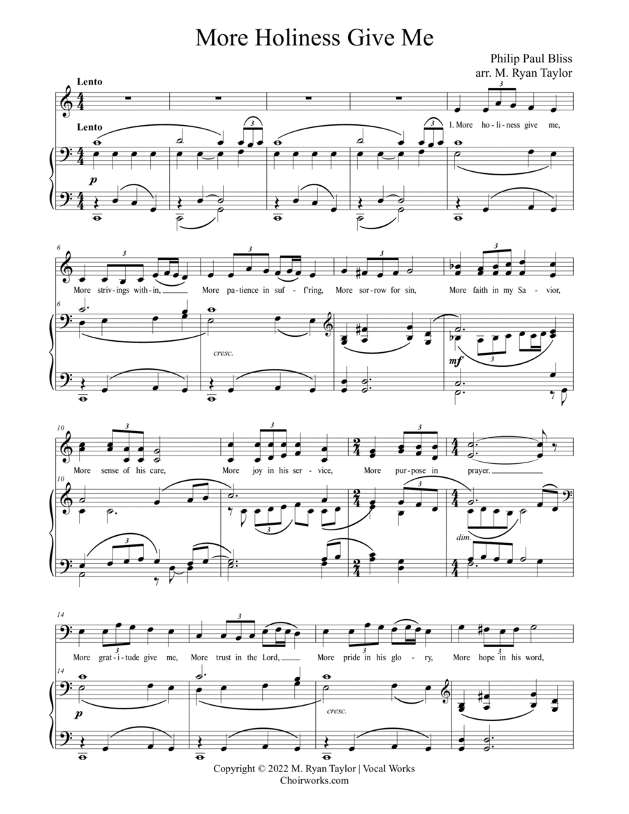 More Holiness Give Me for SATB Choir & Piano image number null