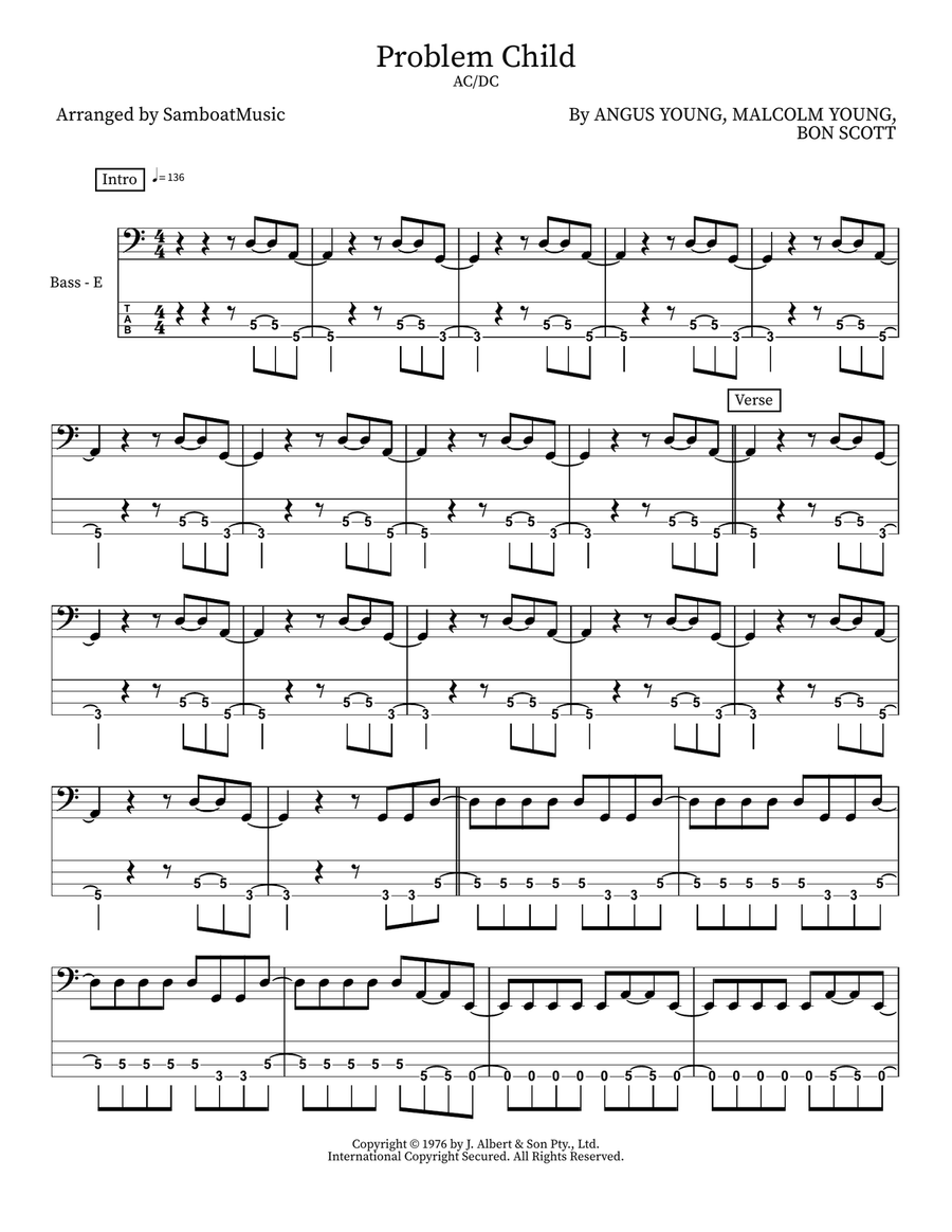 Problem Child Problem Child Bass Guitar scores gallery preview page 1