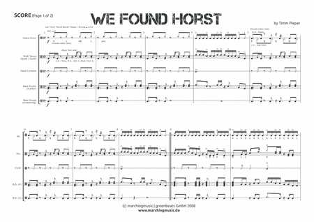 WE FOUND HORST (Street Cadence) Drum Set - Digital Sheet Music