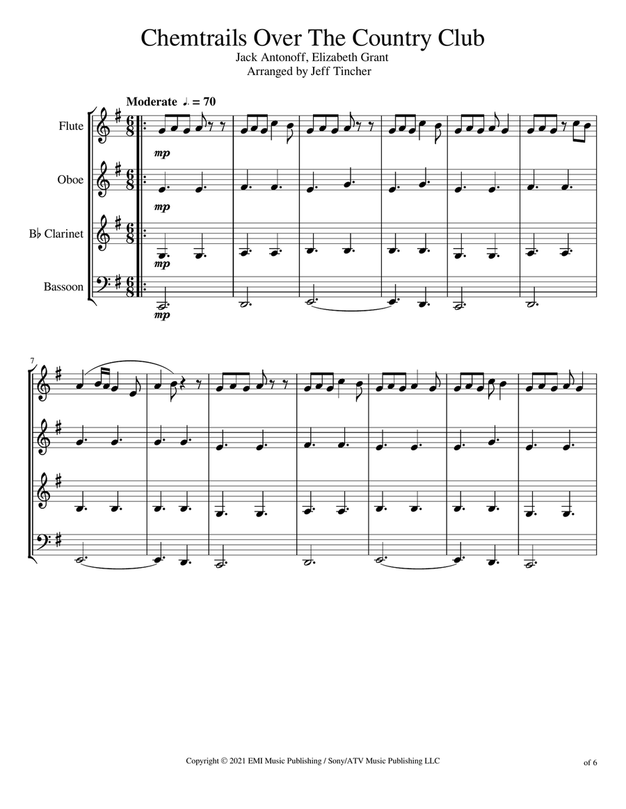 Chemtrails Over The Country Club Woodwind Quartet scores gallery preview page 2