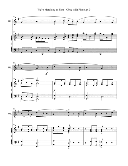 WE'RE MARCHING TO ZION (Duet – Oboe and Piano with Score/Part) image number null