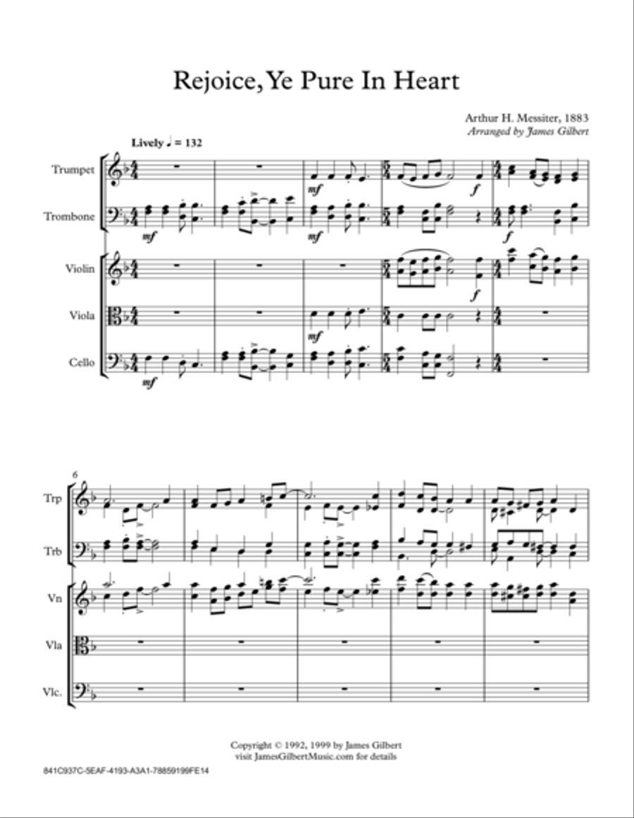 Rejoice, Ye Pure In Heart Small Ensemble scores gallery preview page 1