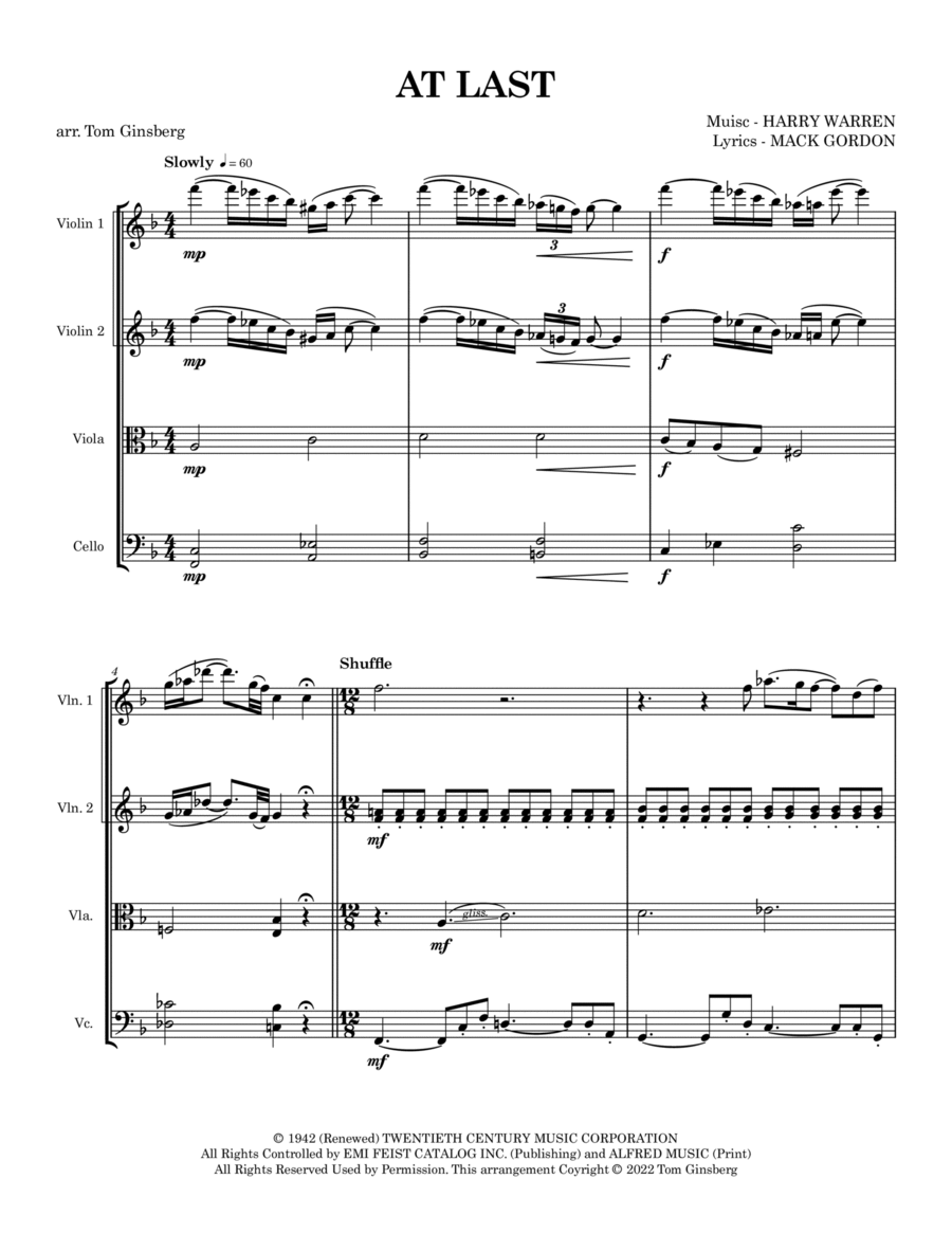 At Last String Quartet scores gallery preview page 1