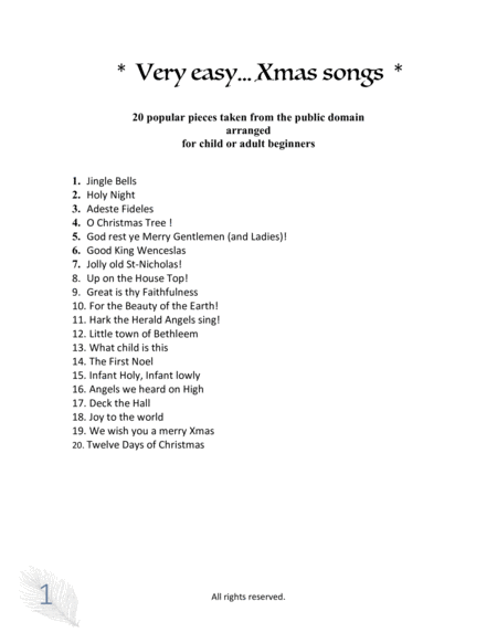 Very easy..Xmas songs for piano solo image number null
