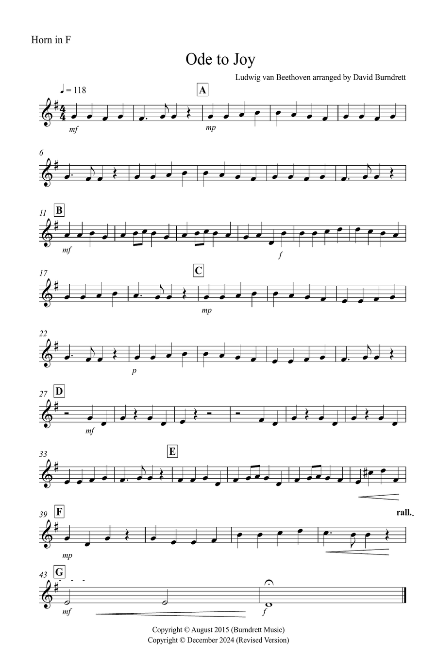 Ode to Joy for Trumpet, Horn and Cello Trio Small Ensemble scores gallery preview page 4