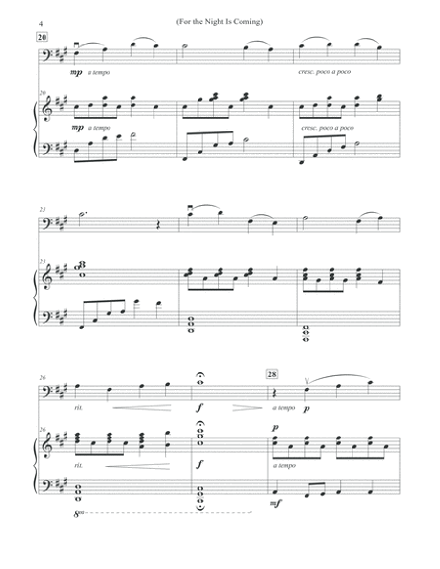 For the Night Is Coming - Cello & Piano Piano scores gallery preview page 4