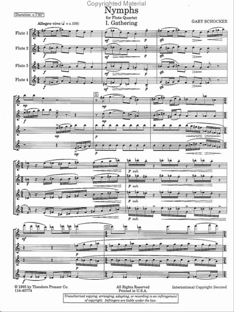 Nymphs Flute Quartet scores gallery preview page 2