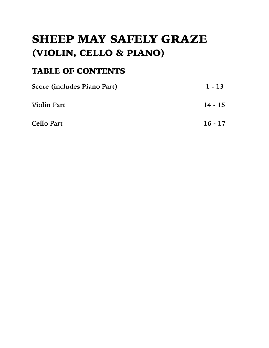 Sheep May Safely Graze (Bach): Piano Trio for Violin, Cello and Piano Piano Trio scores gallery preview page 4