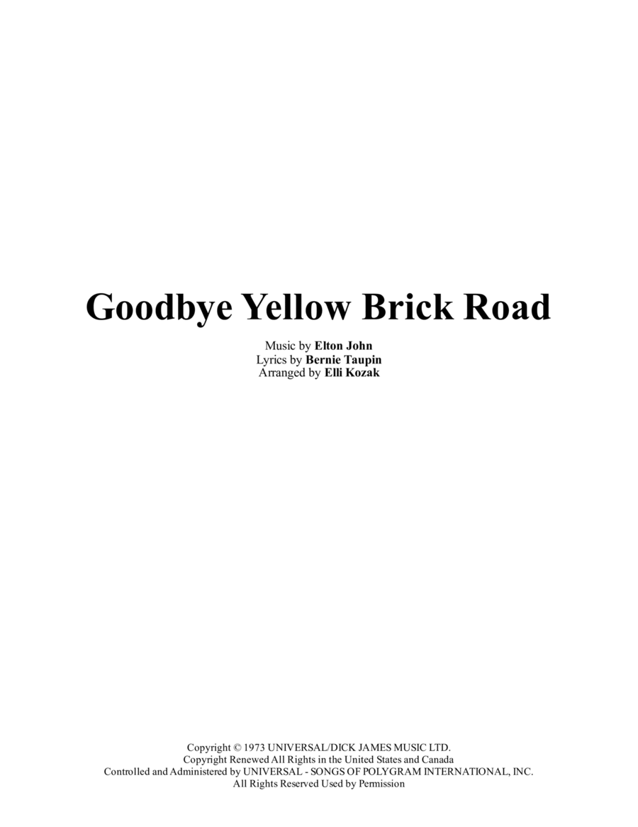 Goodbye Yellow Brick Road Easy Piano scores gallery preview page 1