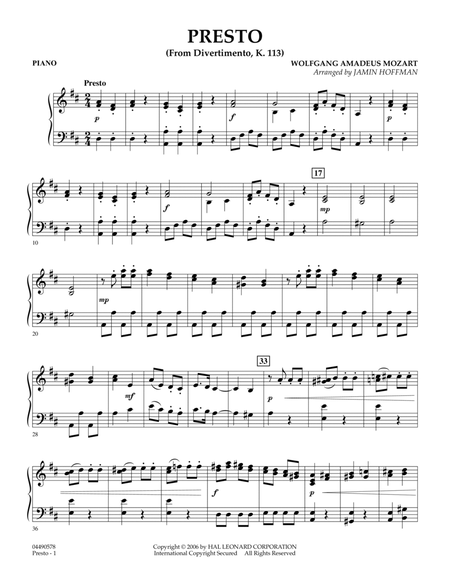 Presto (from Divertimento, K.113) - Piano