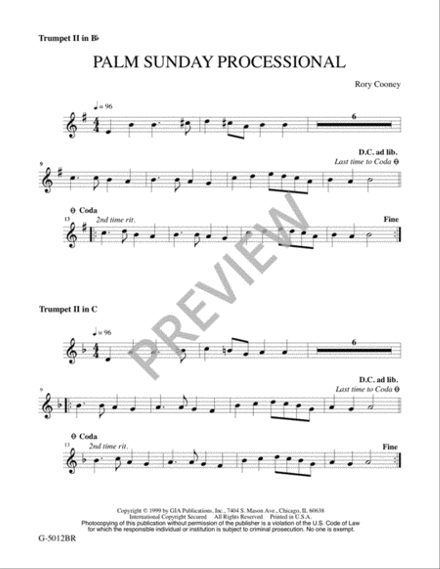 Palm Sunday Processional - Brass Quartet edition Brass Quartet scores gallery preview page 3