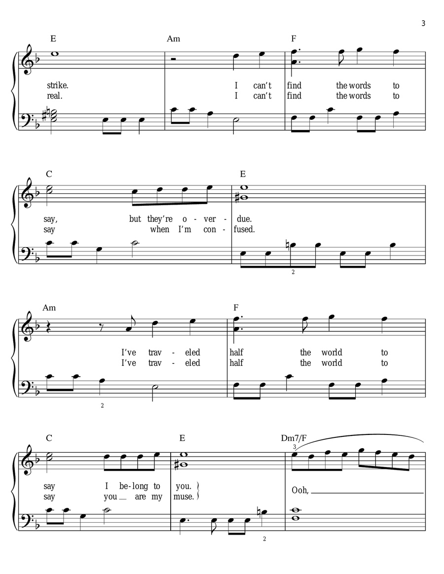 I Belong To You (New Moon Remix) Easy Piano scores gallery preview page 3