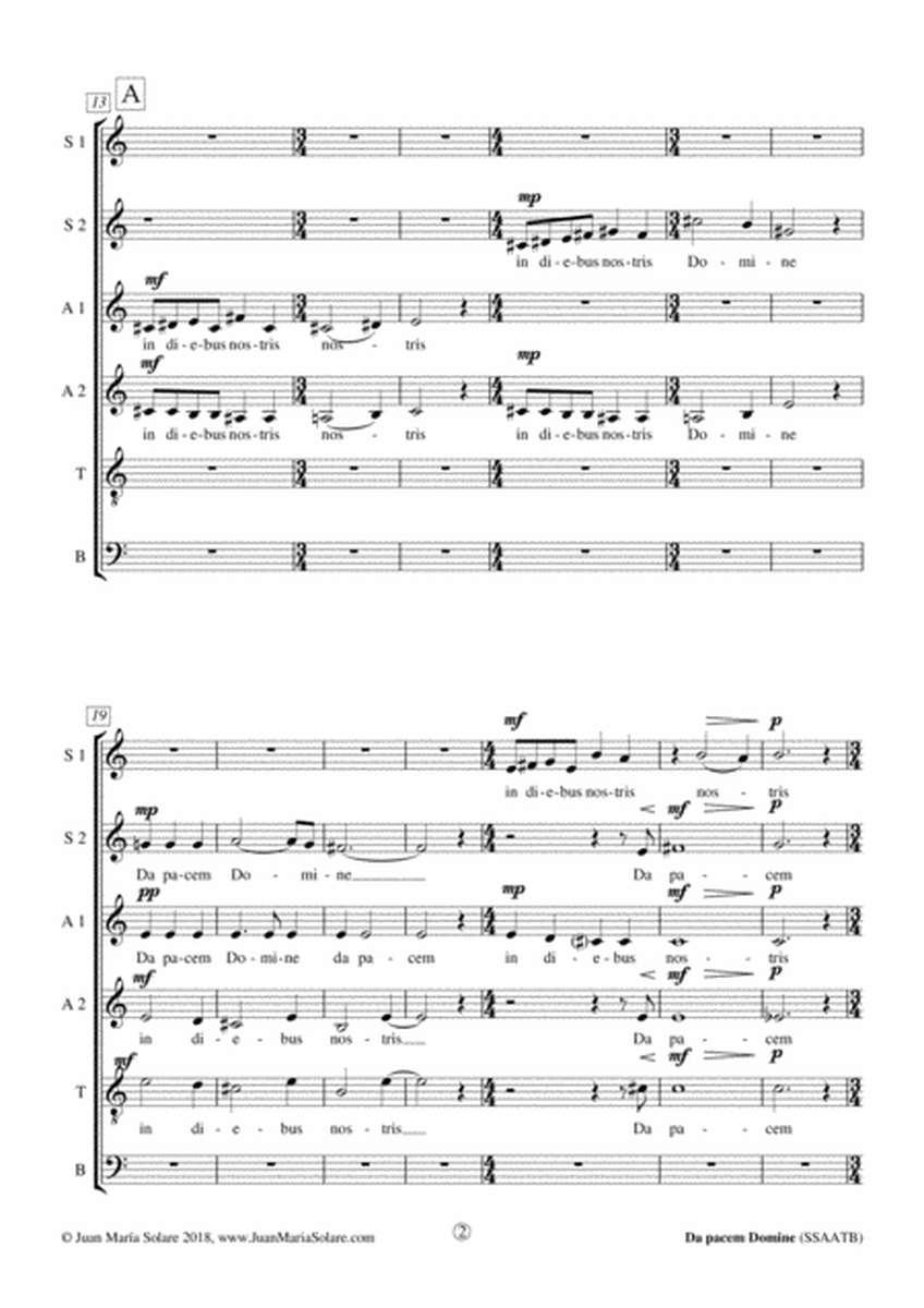 Da pacem Domine [6-part choir SSAATB]