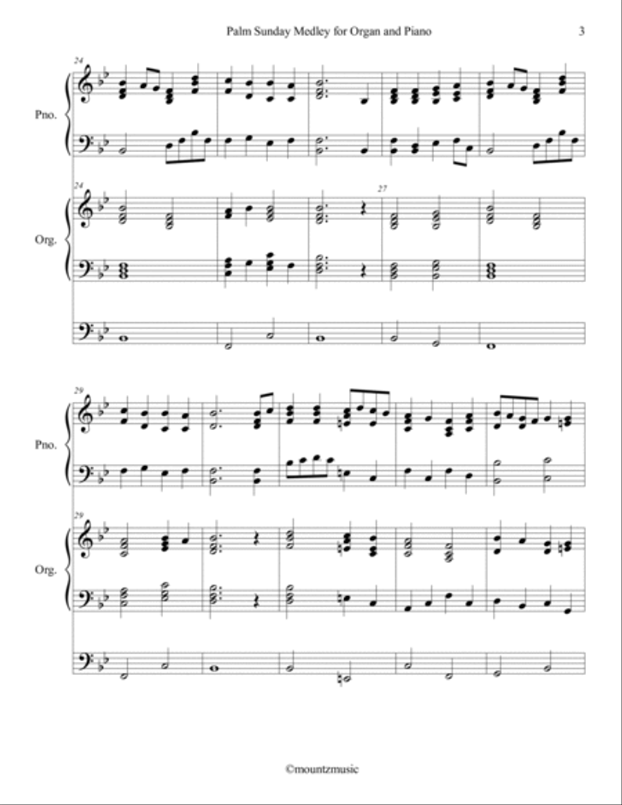 Palm Sunday Medley for Piano and Organ Piano scores gallery preview page 3