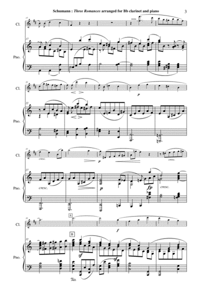 Robert Schumann: Three Romances (Drei Romanzen), Opus 94, arranged for Bb clarinet and piano