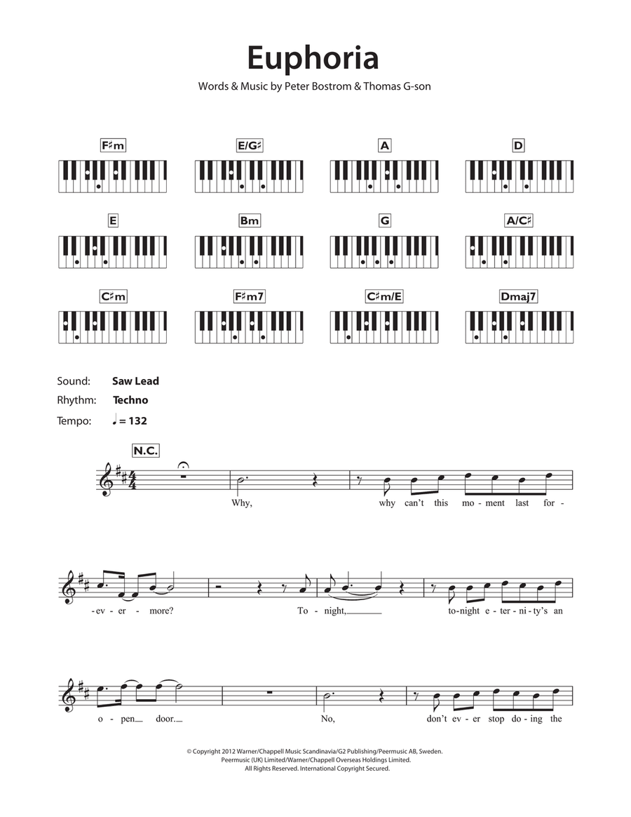Euphoria Piano Solo scores gallery preview page 1