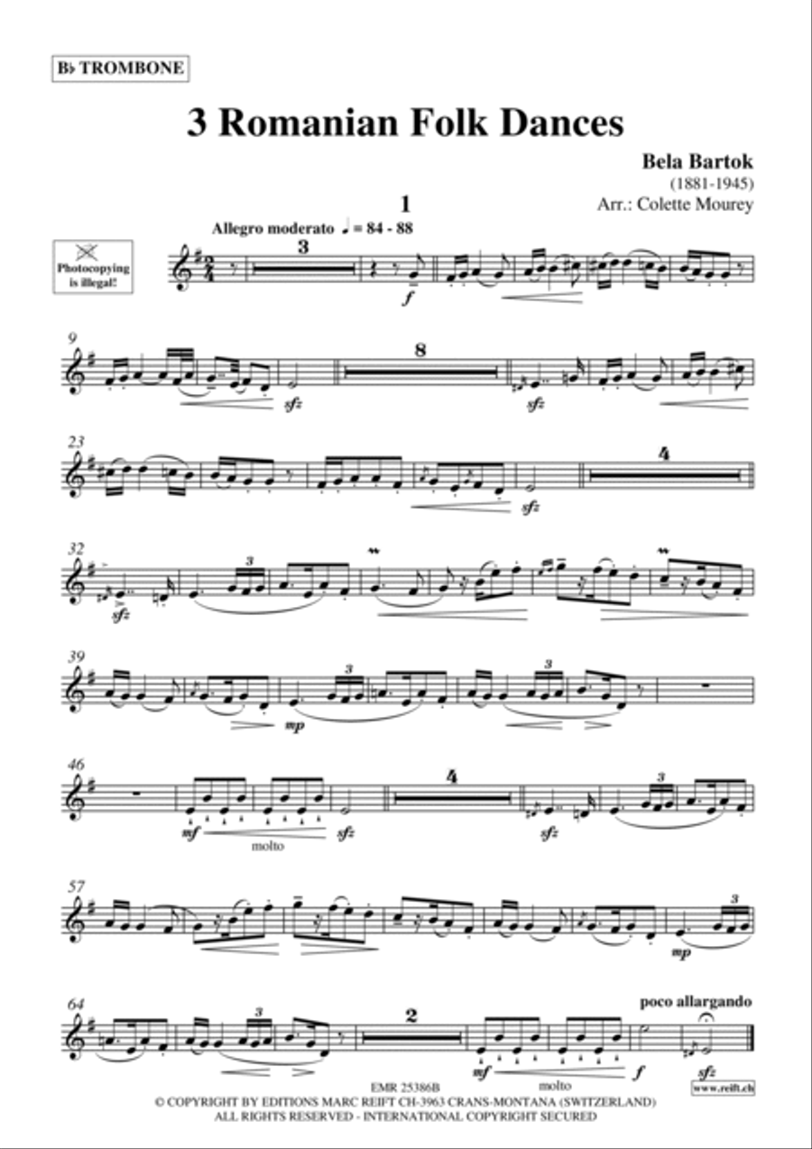 3 Romanian Folk Dances Trombone scores gallery preview page 4