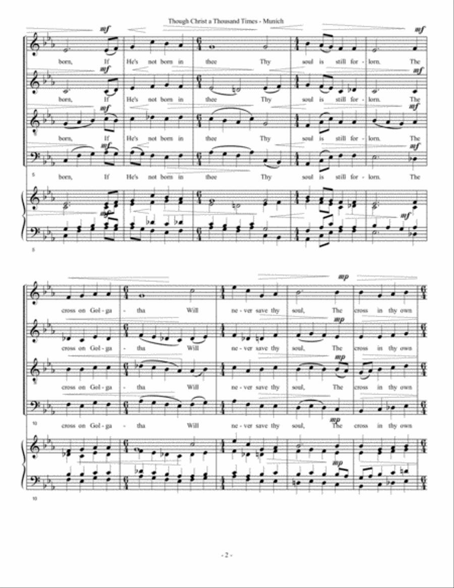 Though Christ A Thousand Times (Munich) - Anthem - Chorale Variant 4-Part scores gallery preview page 2